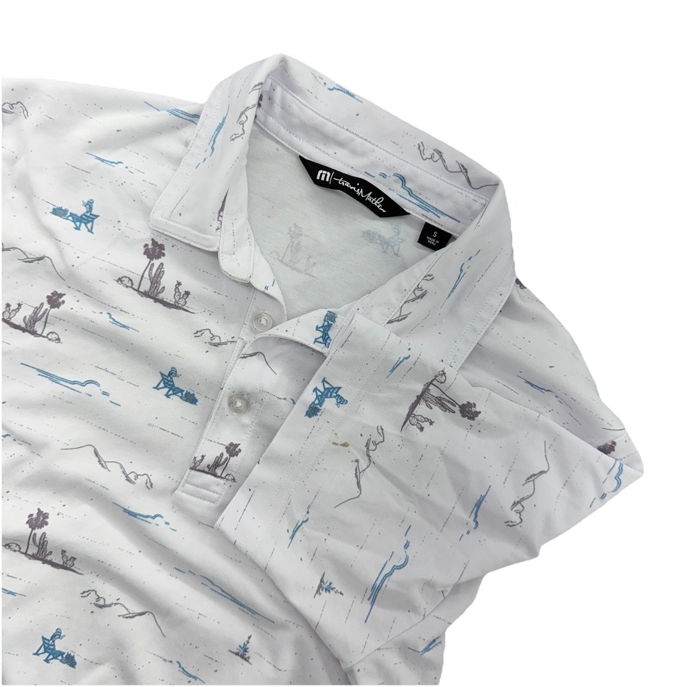 Travis Mathew Polo Shirt Mens Small Desert Cactus Print Golf Casual Outdoors